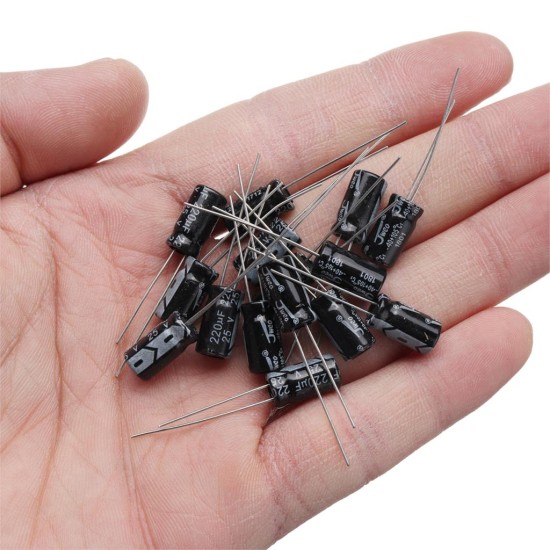 500PCS Electrolytic Capacitors Kit with Assortment Box 0.1UF-1000UF 24 Values 16V-50V Aluminum Passive Components Supply 500PCS / set