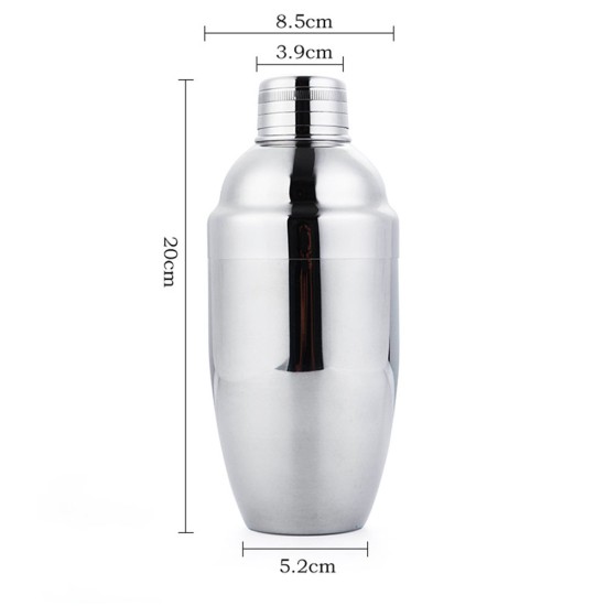 500ml Stainless Steel Cocktail Shaker Cocktail Party Mixing Cup Bar Drink Bartender Accessories  500ml Silver