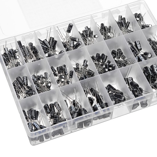 500pcs Electrolytic Capacitor with Box 24 Kinds Of 0.1uf-1000uf Low Frequency Capacitor Kit