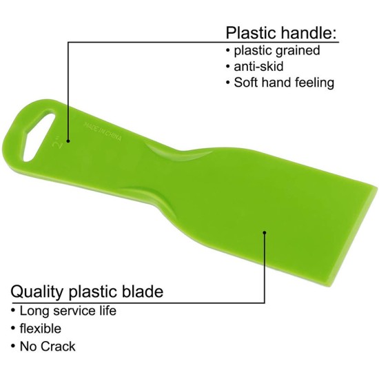 5pcs Plastic Flexible Paint Scraper Razor Blades Tool Steel Blades for Painting Green