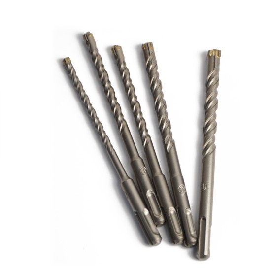 5pcs Sds-max Cemented Carbide Hammer Drill Bit Set 6-8-10-12-14mm Double Flute Cross-head Round Shank