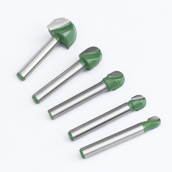 5pcs Tungsten Steel Alloy Round Nose Semicircle Lace Router Bit Woodworking Tool