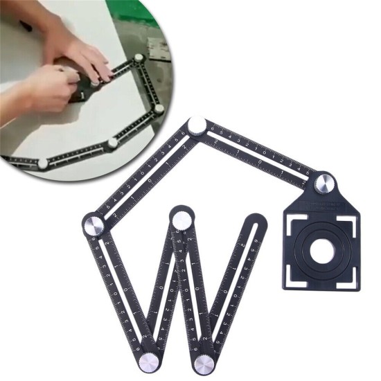 6 Folding Ceramic Tile Hole Locator Adjustable Multi-angle Ruler Measuring Tool