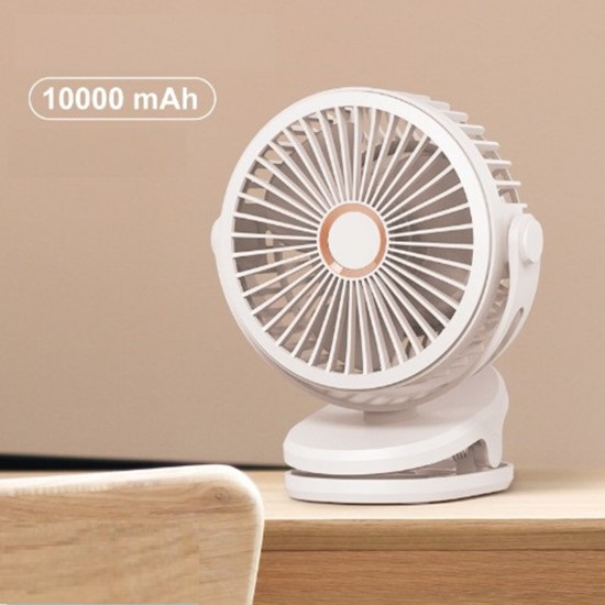 6 Inches 10000mah Clip-on Fan 3 Speeds 4 Modes 360 Degree Rotation Portable Silent Usb Rechargeable Green