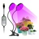 60w Grow Light Auto On/off 4/8/12h Timer Full Spectrum T5 Dimmable Brightness 3 Light Modes 156 Leds Clip On Grow Lamp 30W (two heads)