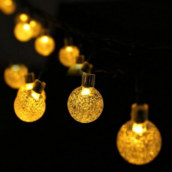 6.5M 30LED Solar-powered Bubble String Lights Night Light Garden Home Party Bar Decoration warm white