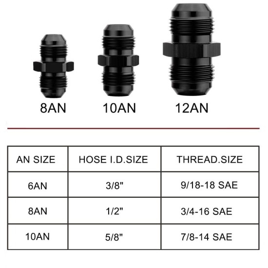 6AN/8AN/10AN Male Flare Reducer Hose Fitting Adapter Fuel Line Reducing Aluminum Pipe Union Connector  6AN