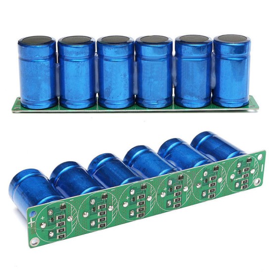 6Pcs Farad Capacitor 2.7V 500F 35*60MM Super Capacitor with Protection Board blue