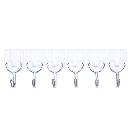 6Pcs/set Traceless Nailless Powerful Viscous Wall Hanging Hook for Kitchen Bathroom 6pcs