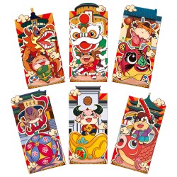 6pcs Chinese Red  Envelope  New  Year Spring Festival Birthday Red Gift  Envelope 3#