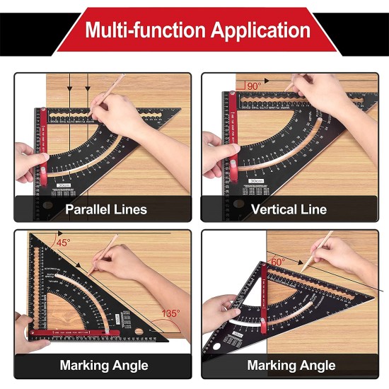 7/12 Inch Carpentry Triangle Ruler Adjustable Carpenter Layout Square Woodworking Tools Metric 190mm