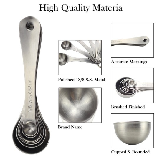 7Pcs/Set Stainless Steel Measuring Spoon Baking Tools Kitchen Gadget Stainless steel