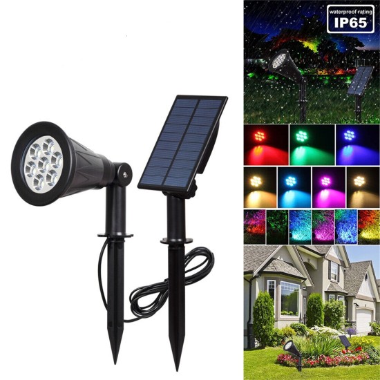 7led Solar Spot Lights Built In 2200mah Lithium Battery Outdoor Colorful Rgb Garden Lawn Landscape Lamp