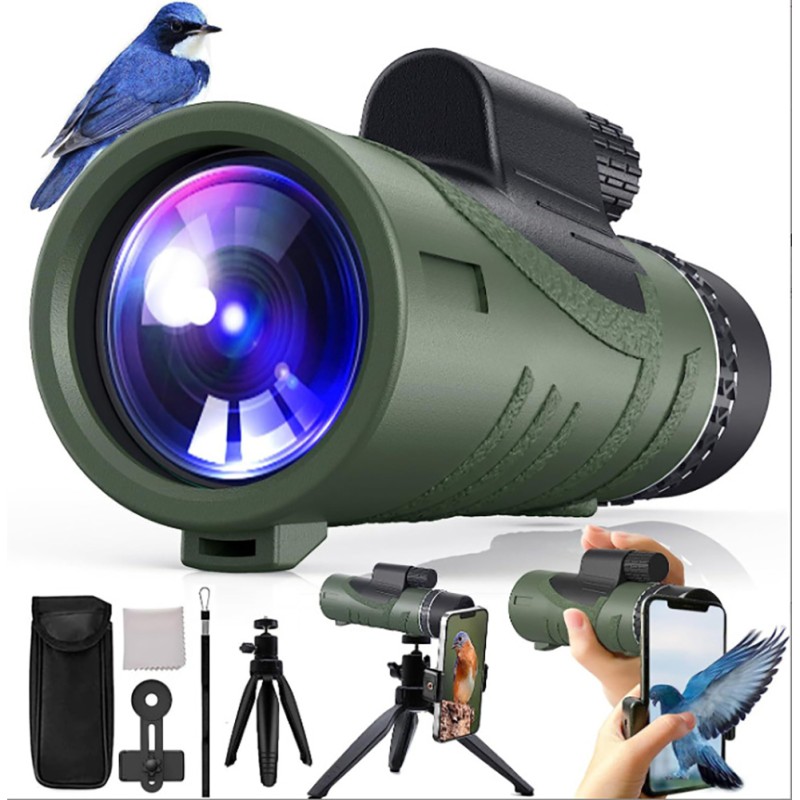 80 x 100 Monocular Telescope, With BAK-4 Prism And FMC Lens, High Power Single Tube Outdoor Telescope With 360° Tripod For Travel, Hiking green 80 x 100 Monocular Telescope, With BAK-4 Prism And FMC Lens, High Power Single Tube Outdoor Telescope With 360° Tripod For Travel, Hiking green