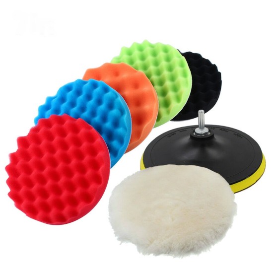 8Pcs/Set Car Polishing Pad 3/4/5/6/7 inch Sponge Buffing Waxing Boat Car Polish Buffer Drill Wheel Polisher Removes Scratches 3 inches