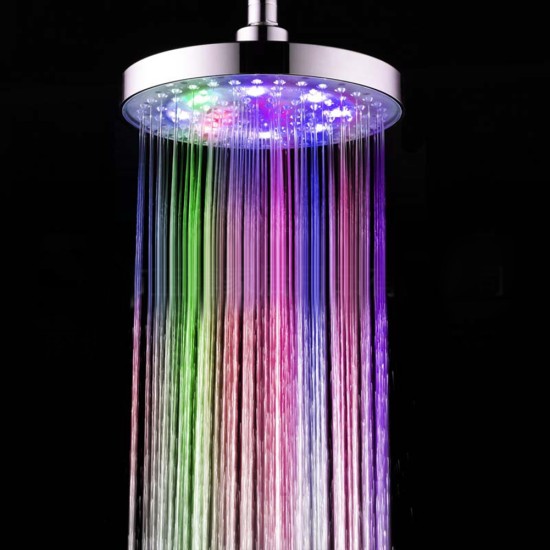 8inches Color Changing Shower  Head Bathroom Rain Top Showerhead Colorful automatic color change