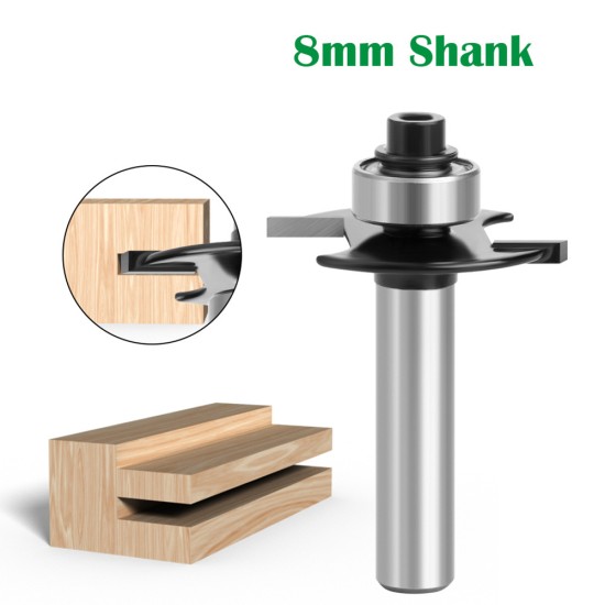 8mm Shank T-Type Slotting Bit with Bearing Rabbeting Milling Cutter Trimming Machine Router Bits Woodworking Tools