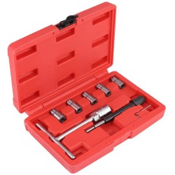 8pcs Diesel Seat Cutter Cleaner Set Universal Diesel Fuel Injector Oil Nozzle Remover Repair Cleaning Tool Red