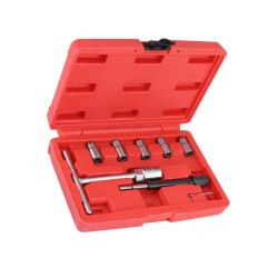 8pcs Diesel Seat Cutter Cleaner Set Universal Diesel Fuel Injector Oil Nozzle Remover Repair Cleaning Tool Red