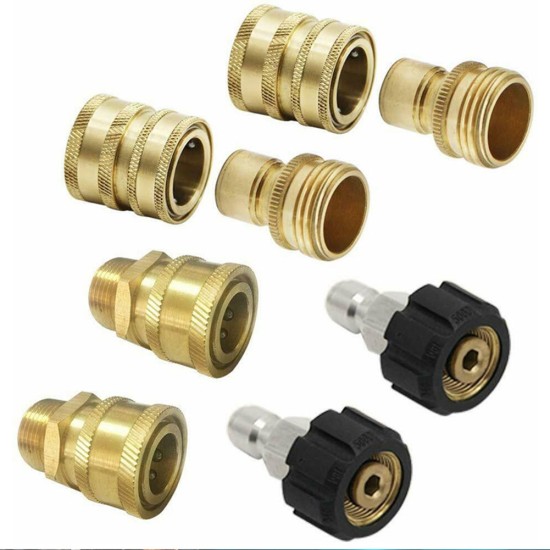 8pcs Quick Connector Kit Garden Water Pipe Connection Male and Female Fittings M22 to 3/4" 3/8"