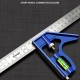 90 Degree Stainless Steel Multifunctional Horizontal Square Ruler Blue