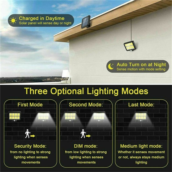 9000lm Outdoor Led Solar Light With 3 Lighting Modes Energy Saving Motion Sensor Light 160COB with 3 Lighting Modes