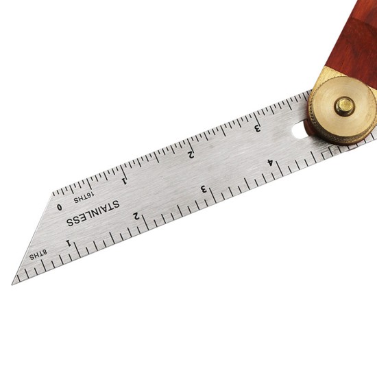 9inch Stainless Steel Sliding Angle Ruler with Wooden Handle Multi Angle Adjustable Measurement Tool 0-20cm