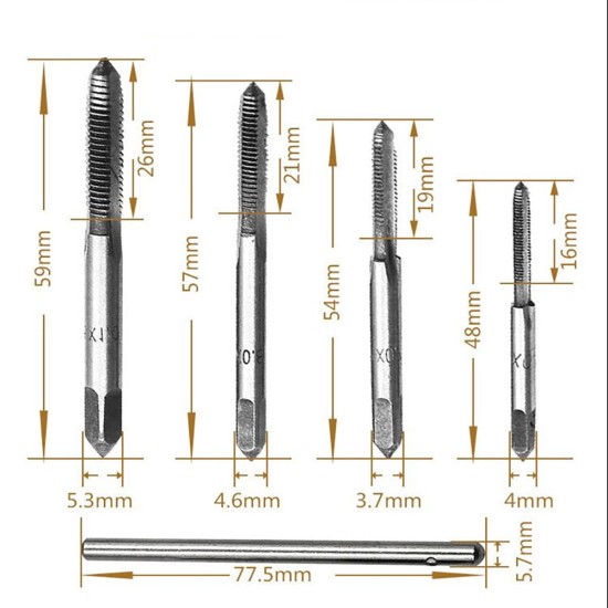 9pcs Hss M3-M6 Tap Drill Wrench Set with T-type Wrench Hss Combination Tap Drill Set Hand Tools