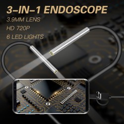 AN100 Rigid Line Endoscope Camera Flexible IP67 Waterproof Inspection Borescope Camera Hard line 10 meters