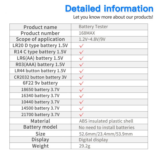 ANENG 168Max Digital Lithium Battery Capacity Tester Universal Test Checkered Load Analyzer Display Check AAA AA Button Cell BGD0071