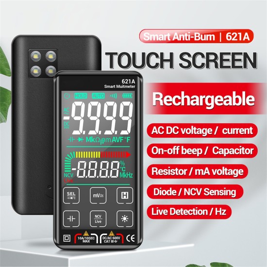 ANENG 621A Smart Multimeter 9999 Counts Anti-burning Auto-ranging Rechargeable Digital Multimeter