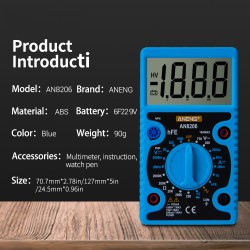 ANENG AN8206 Mini Digital Multimeter Electronic Multi Meter Blue