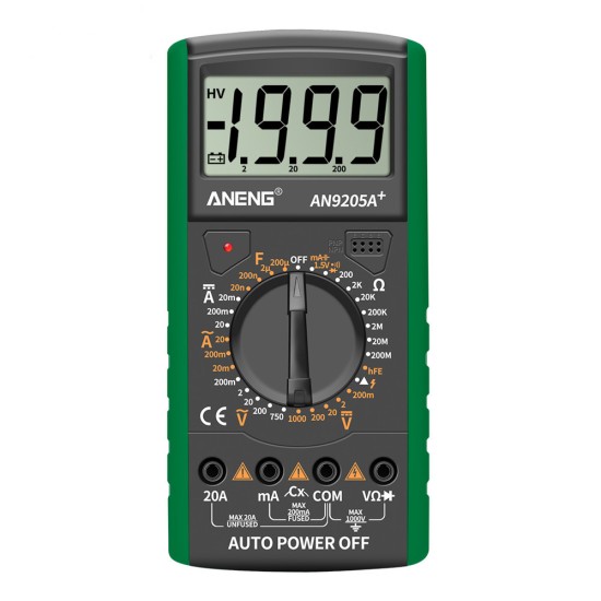 ANENG An9205a+True-rms Digital Multimeter Transistor Tester Capacitor Tester Electrical Capacitance Meter Green