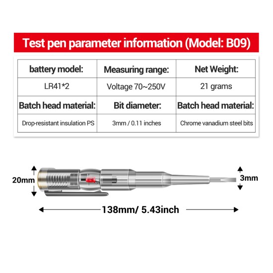 ANENG B09 Test Screwdriver Voltage Detector Pen Multi-function Induction Test Pen