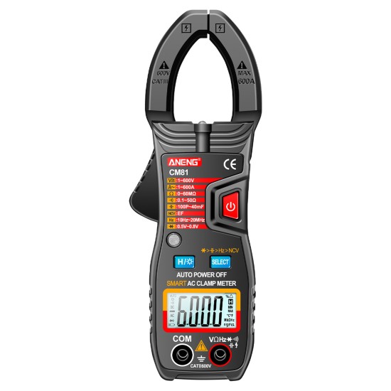 ANENG CM81 Digital Clamp Meter 6000 Counts Ac/dc Voltage Ac Current Ncv Black