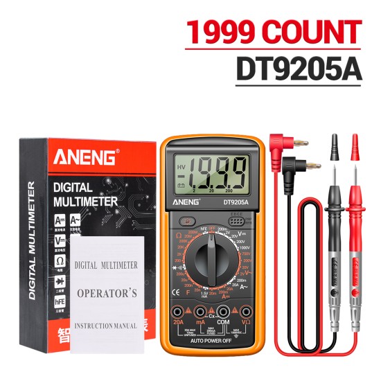 ANENG DT9205A Digital Multimeter 1999 Counts High-precision AC/DC Voltage Current Tester Multi-function Yellow