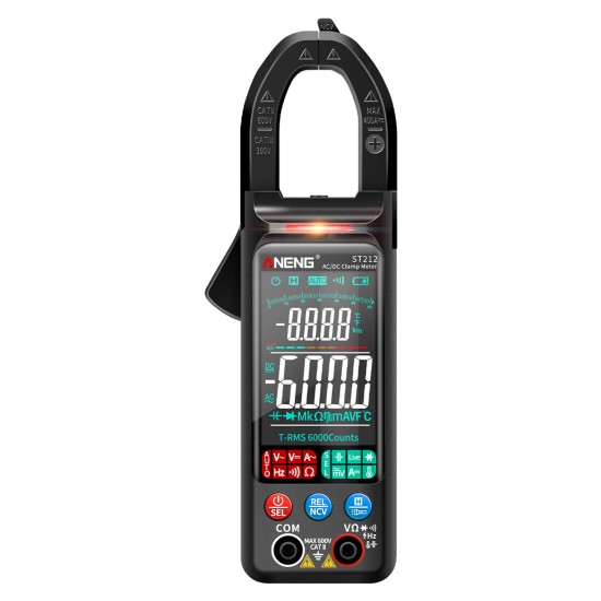 ANENG Digital Clamp Meter 6000 Counts St212 DC Current 400a Multimeter Voltage Tester Hz Ncv Ohm Black