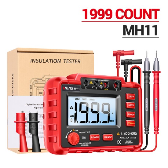 ANENG Insulation Resistance Tester Digital 250v/500v/1000v Backlight Display Megohm Meter MH11 without Battery Green