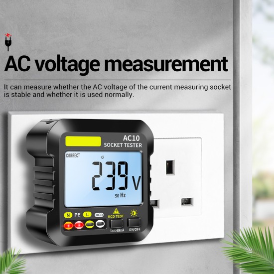 ANENG LCD Receptacle Tester Socket Phase Detector Digital Voltage Display Ground Leakage Tester Fault Checker EU Plug