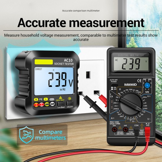 ANENG LCD Receptacle Tester Socket Phase Detector Digital Voltage Display Ground Leakage Tester Fault Checker US Plug