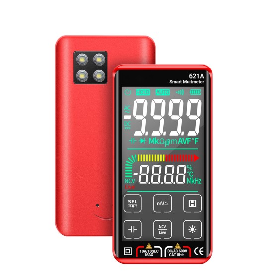 ANENG Smart Multimeter 9999 Counts Anti-burning Auto-ranging Rechargeable Digital Multimeter Tester 621A Red