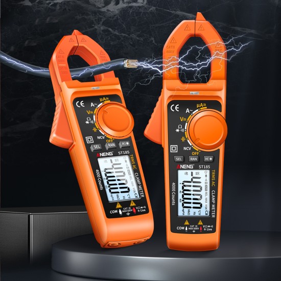 ANENG St185 Digital Clamp Meter Multimeter 4000 Counts Auto-ranging Tester AC DC Voltage Current Detection Pen Orange