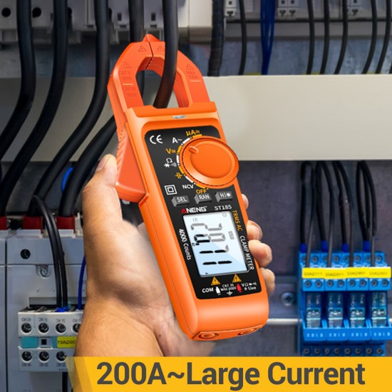 ANENG St185 Digital Clamp Meter Multimeter 4000 Counts Auto-ranging Tester AC DC Voltage Current Detection Pen Orange