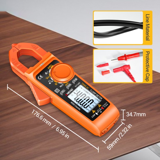 ANENG St185 Digital Clamp Meter Multimeter 4000 Counts Auto-ranging Tester AC DC Voltage Current Detection Pen Orange Red