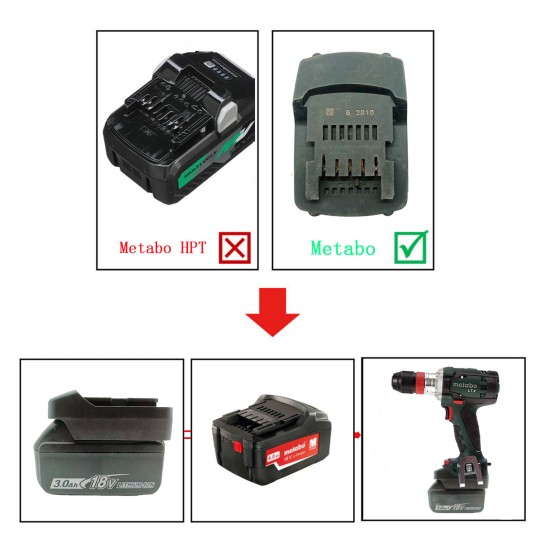 Adapter Compatible for Makit 18V BL Series Lithium Battery Converting to Metabo 18v Lithium Battery