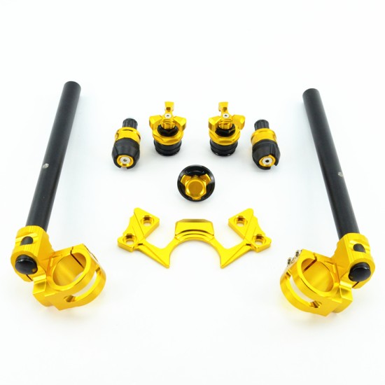 Adjustable Handlebars Clip On Bar Ends Fork Adjusters Yoke Nut Guard Pad Set for Kawasaki Green