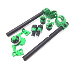 Adjustable Handlebars Clip On Bar Ends Fork Adjusters Yoke Nut Guard Pad Set for Kawasaki Green