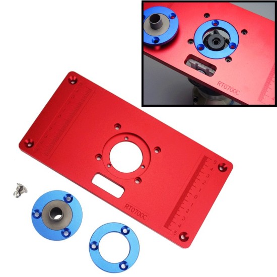 Aluminum Router Table Insert Plate w/ 2 Router Insert Rings for Woodworking Benches Router RT0700C