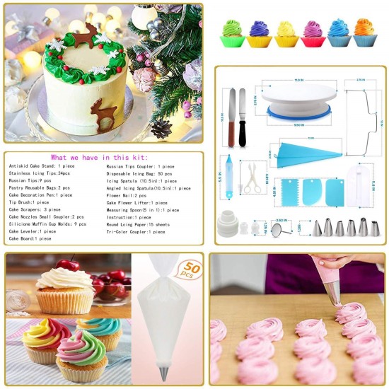 Anti-skid 128Pcs/Pack Cake Turntable Set  Fondant Tool Kitchen Dessert Baking Pastry Supplies Anti-skid turntable 128 sets