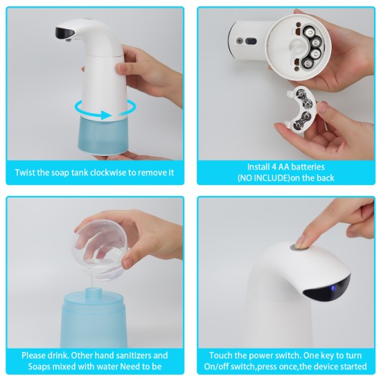 Automatic Touchless Foam Soap Dispenser Sensor Liquid Dispenser for Kids Adults Kitchen  white